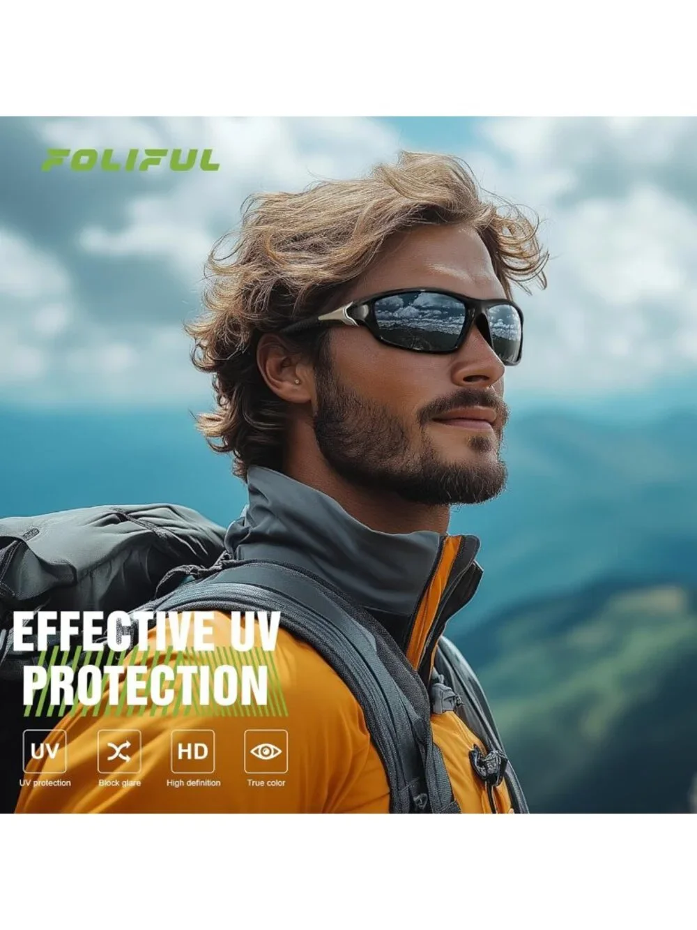 3 Pack Polarized Sports Sunglasses - UV Protection, Wrap Around for Cycling